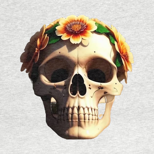 Just a Scull With Flowers 3 by Dmytro